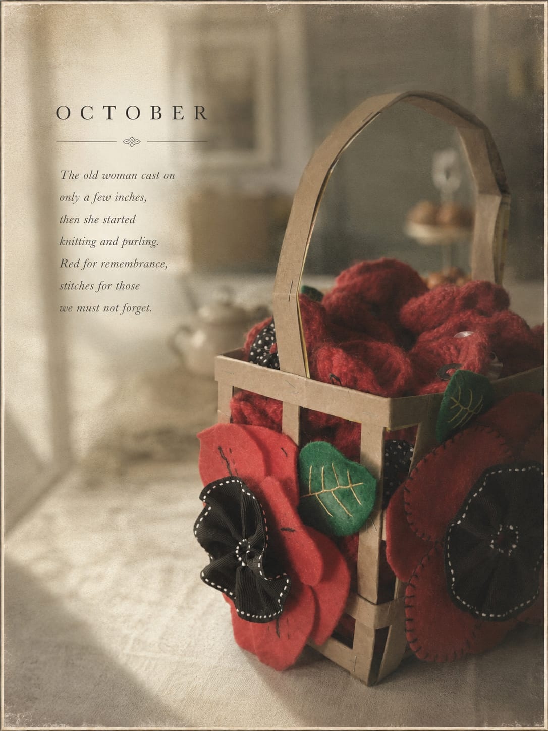 October — crimson leaves and remembrance poppies